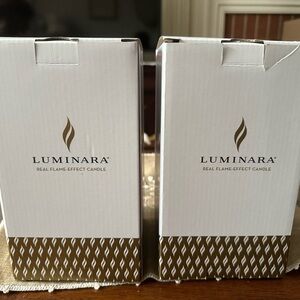 NWT Luminara Flameless Cloud Blue Glitter 5 1/2" & 7" 2-Pack Candle Set w/Remote
